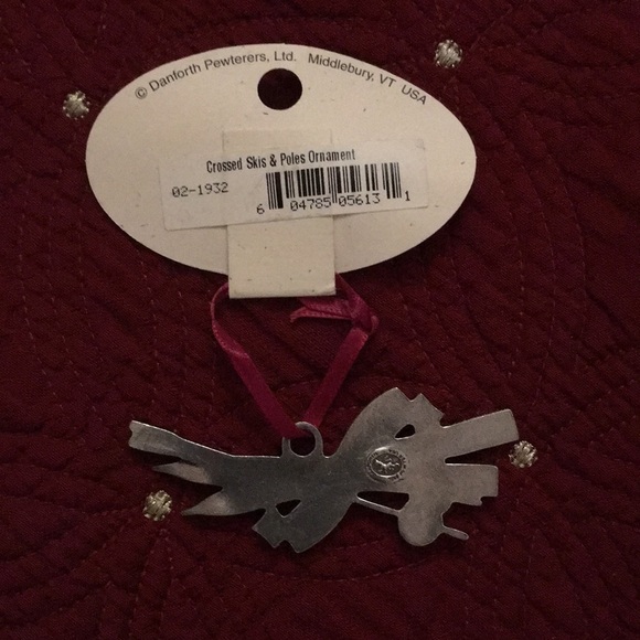 Danforth pewter crossed skis & pole ornament nwt - Picture 2 of 3